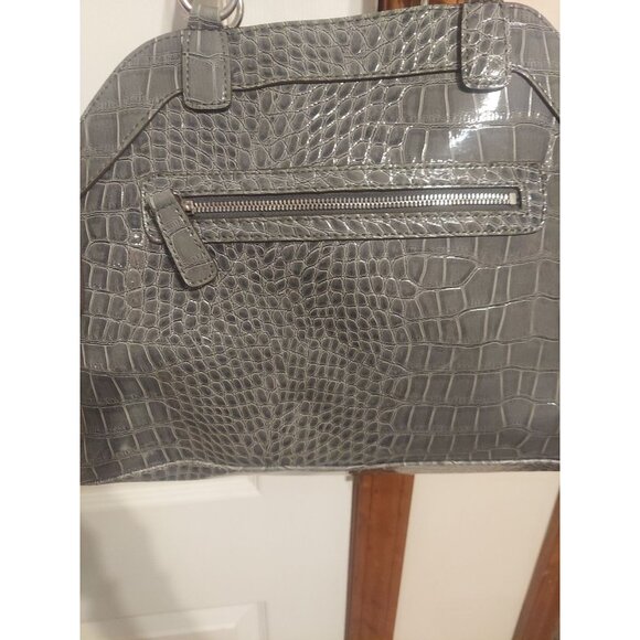 Y2K Vintage GUESS Grey With Bow Crocodile Handbag Tote Large Purse Silver Womens - Picture 8 of 16